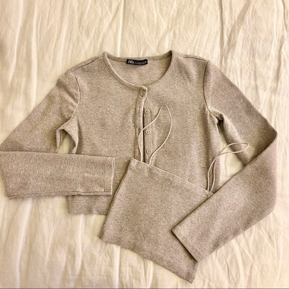 zara ribbed cropped cardigan & tank set NWOT size small - Picture 2 of 6
